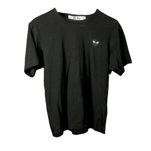 Men's Comme Des Garcons Play Black on Black Heart Patch Logo T - M